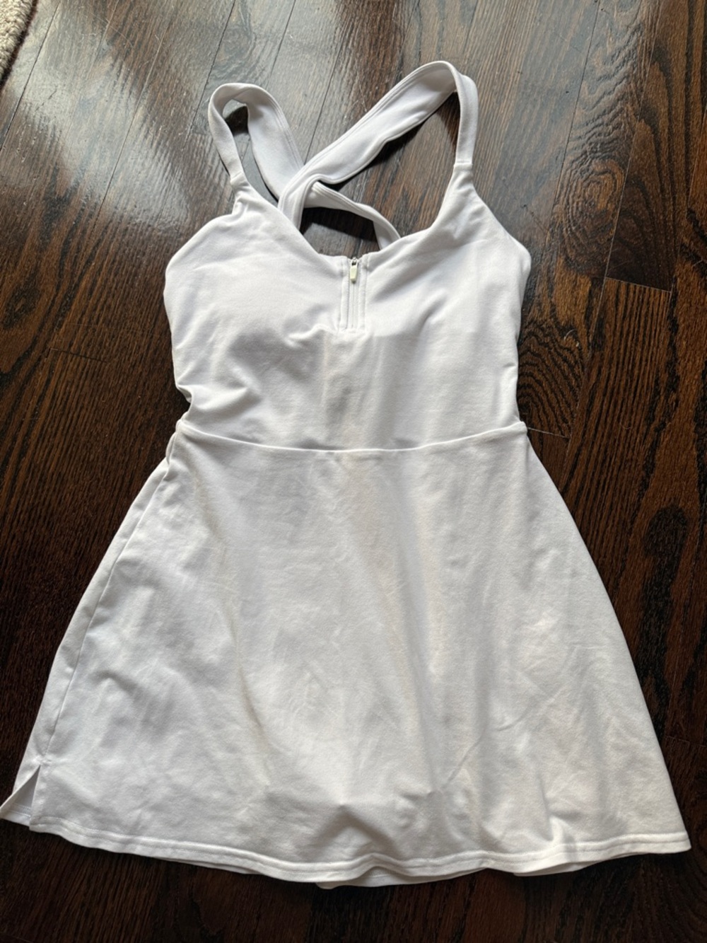 ALO Yoga White Mini Dress with Cross-Back Straps
